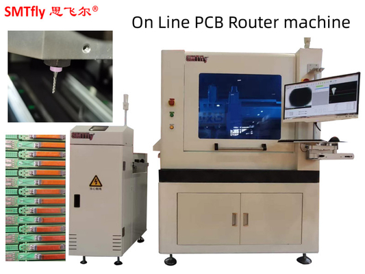 Inline pcb-routermachine voor 0,5 mm dikke circuitboards met automatische gereedschapswisseling